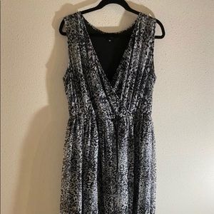 Black and Grey Leopard Print Maxi Dress